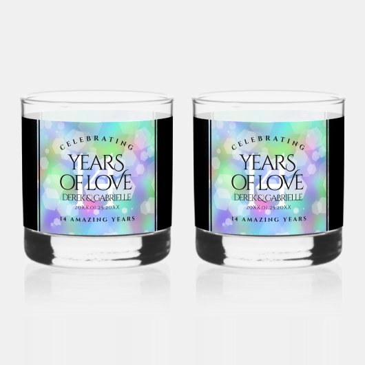 Elegant 14e Jubileum voor opalbruiloft Whisky Glas (Achterkant)