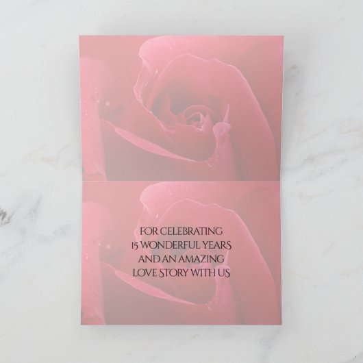 Elegant 15e 26e Roos Wedding Jubileum Bedankkaart (Binnen)