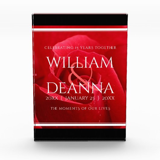 Elegant 15e 26e Roos Wedding Jubileum Fotoblokken (Voorkant)