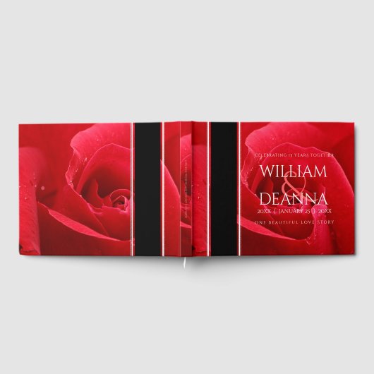 Elegant 15e 26e Roos Wedding Jubileum Gastenboek (Volledig)