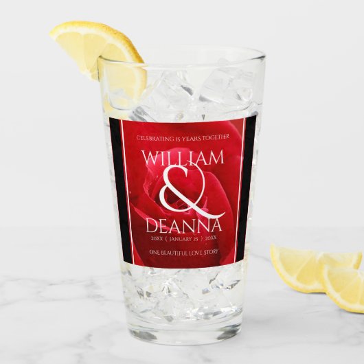 Elegant 15e 26e Roos Wedding Jubileum Glas (Voorkant ijs)