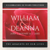 Elegant 15e 26e Roos Wedding Jubileum Glazen Onderzetter (Voorkant)