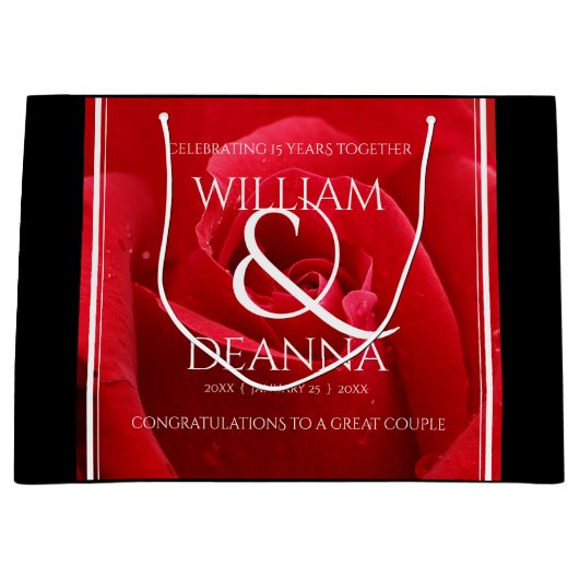 Elegant 15e 26e Roos Wedding Jubileum Groot Cadeauzakje (Voorkant)