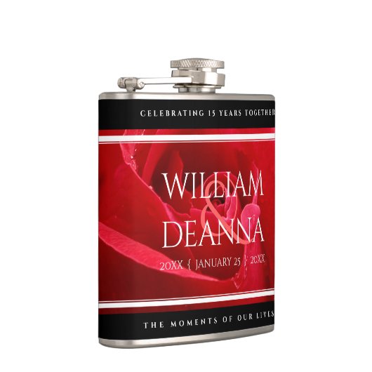 Elegant 15e 26e Roos Wedding Jubileum Heupfles (Rechts)