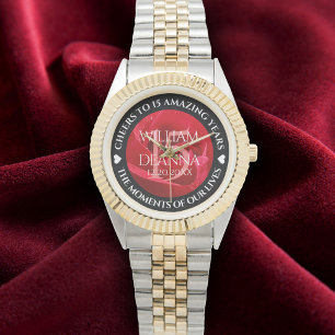Elegant 15e 26e Roos Wedding Jubileum Horloge