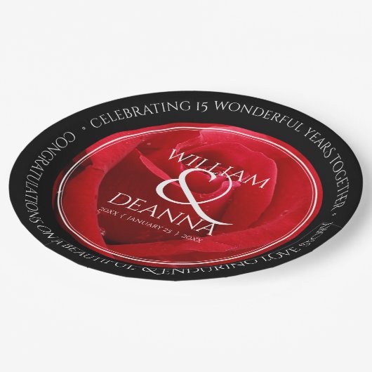 Elegant 15e 26e Roos Wedding Jubileum Papieren Bordje (Gekanteld)