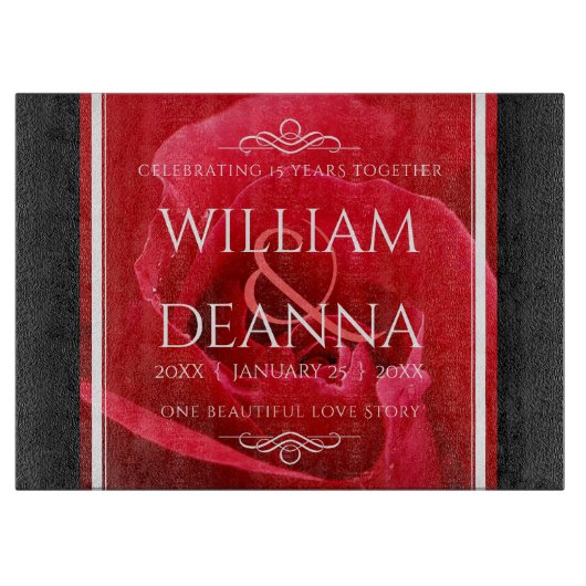 Elegant 15e 26e Roos Wedding Jubileum Snijplank (Voorkant)