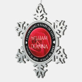 Elegant 15e 26e Roos Wedding Jubileum Tin Sneeuwvlok Ornament (Rechts)