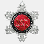 Elegant 15e 26e Roos Wedding Jubileum Tin Sneeuwvlok Ornament (Voorkant)