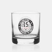 Elegant 15e jaar Jubileum namen toevoegen datum Whisky Glas (Achterkant)