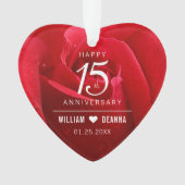 Elegant 15e Roos Wedding Jubileum Ornament (voorkant)