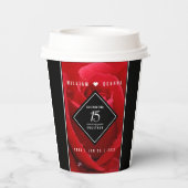 Elegant 15e Roos Wedding Jubileum Papieren Bekers (Achterkant)