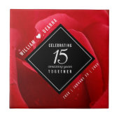 Elegant 15e Roos Wedding Jubileum Tegeltje (Voorkant)