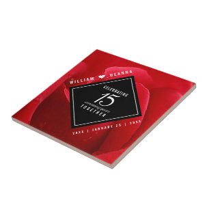 Elegant 15e Roos Wedding Jubileum Tegeltje