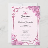 Elegant 15th birthday pink roses Quinceanera Kaart (Voorkant)