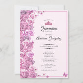 Elegant 15th birthday roses Pink Quinceanera Kaart (Voorkant)