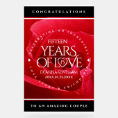 Elegant 15th Roos Wedding Jubileum Celebration Acryl Bord (Voorkant)