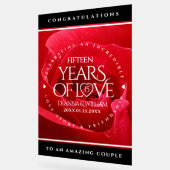 Elegant 15th Roos Wedding Jubileum Celebration Acryl Bord (Hoek)