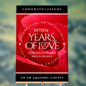 Elegant 15th Roos Wedding Jubileum Celebration Acryl Bord (Neutraal)