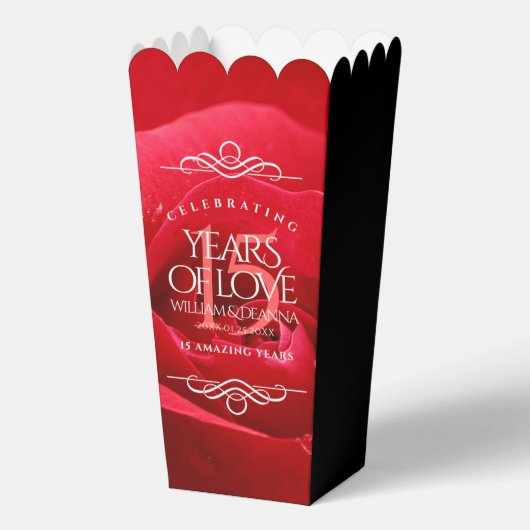 Elegant 15th Roos Wedding Jubileum Celebration Bedankdoosjes (Voorkant)