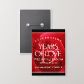 Elegant 15th Roos Wedding Jubileum Celebration Button (Voorkant / Achterkant)