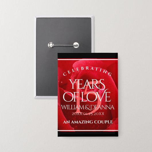 Elegant 15th Roos Wedding Jubileum Celebration Button (Voorkant / Achterkant)