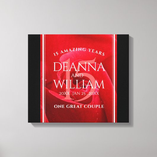 Elegant 15th Roos Wedding Jubileum Celebration Canvas Afdruk (Voorkant)