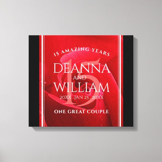 Elegant 15th Roos Wedding Jubileum Celebration Canvas Afdruk (Voorkant)