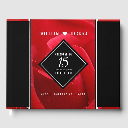Elegant 15th Roos Wedding Jubileum Celebration Gastenboek (Voorkant)