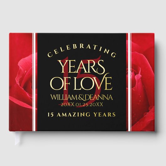 Elegant 15th Roos Wedding Jubileum Celebration Gastenboek (Voorkant)