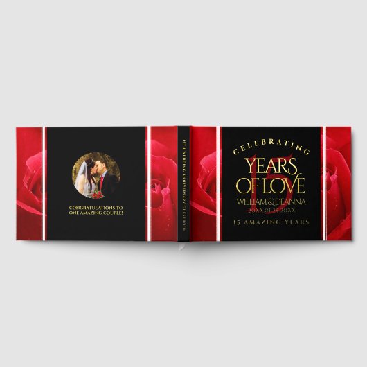 Elegant 15th Roos Wedding Jubileum Celebration Gastenboek (Volledig)