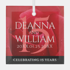 Elegant 15th Roos Wedding Jubileum Celebration Glas Ornament