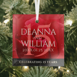 Elegant 15th Roos Wedding Jubileum Celebration Glas Ornament