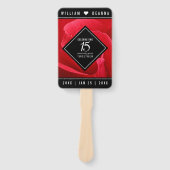 Elegant 15th Roos Wedding Jubileum Celebration Handwaaier (Voorkant)