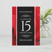 Elegant 15th Roos Wedding Jubileum Celebration Kaart (Staand voorkant)