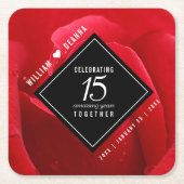 Elegant 15th Roos Wedding Jubileum Celebration Kartonnen Onderzetters (Voorkant)