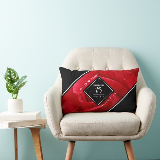 Elegant 15th Roos Wedding Jubileum Celebration Kussen (Stoel)