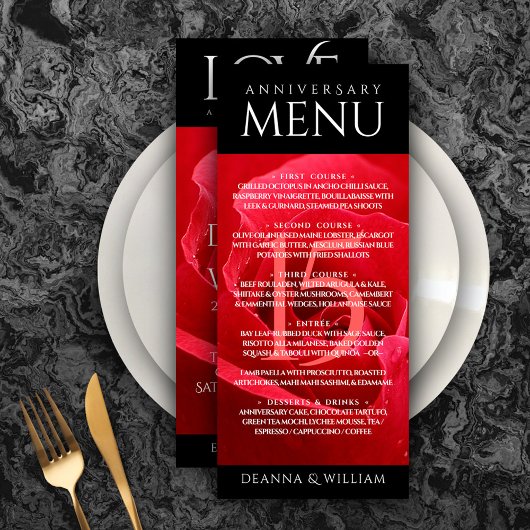 Elegant 15th Roos Wedding Jubileum Celebration Menu