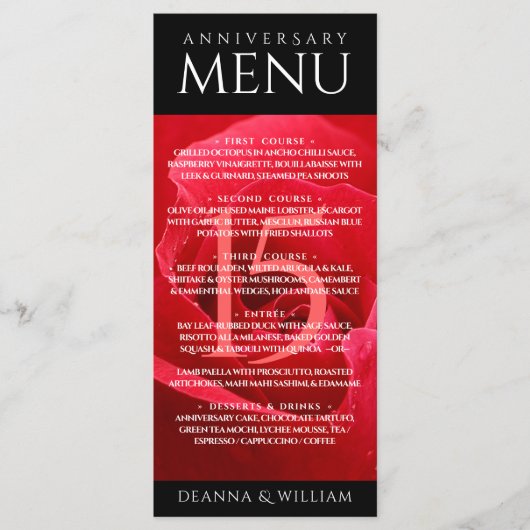 Elegant 15th Roos Wedding Jubileum Celebration Menu (Voorkant)