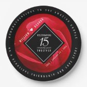 Elegant 15th Roos Wedding Jubileum Celebration Papieren Bordje (Voorkant)