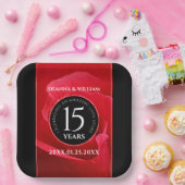 Elegant 15th Roos Wedding Jubileum Celebration Papieren Bordje (Feest)