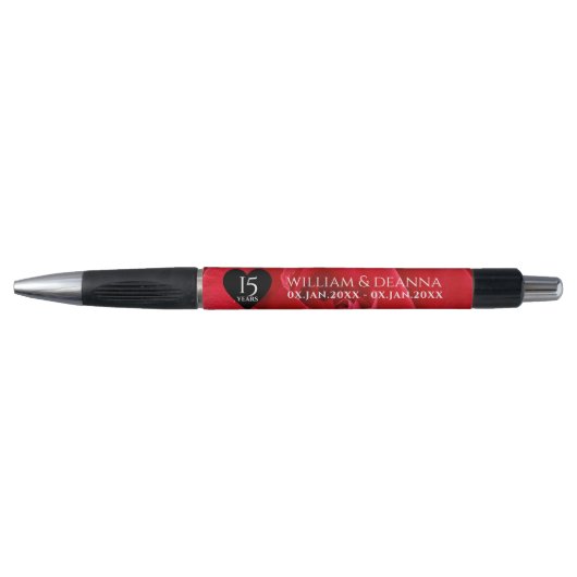 Elegant 15th Roos Wedding Jubileum Celebration Pen (Voorkant)