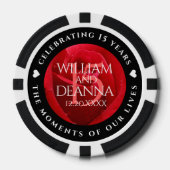 Elegant 15th Roos Wedding Jubileum Celebration Poker Chips (Voorkant)