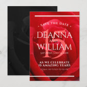 Elegant 15th Roos Wedding Jubileum Celebration Save The Date (Voorkant / Achterkant)