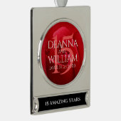 Elegant 15th Roos Wedding Jubileum Celebration Verzilverd Banner Ornament (Rechts)