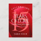 Elegant 15th Roos Wedding Jubileum Table Kaart (Achterkant)