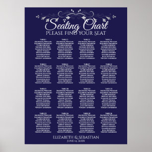 Elegant 16-tabel marineschip (blauwe bruiloft) poster