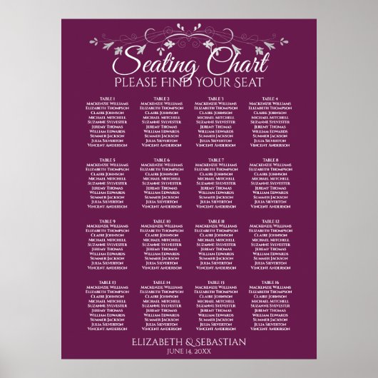 Elegant 16 Tafel-chassis-weddenschapskaart Poster (Voorkant)