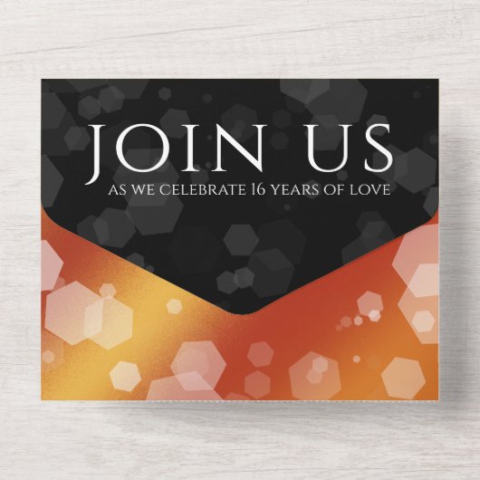 Elegant 16e Golden Topaz Wedding Jubileum All In One Uitnodiging (Achterkant)