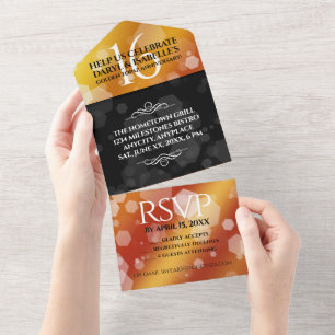 Elegant 16e Golden Topaz Wedding Jubileum All In One Uitnodiging